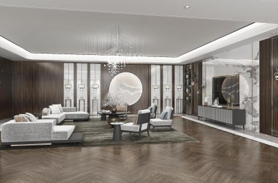 新中式会客厅3D模型下载
